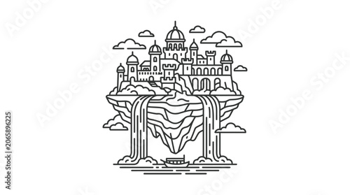 Canvastavla Fantasy floating island with castle.