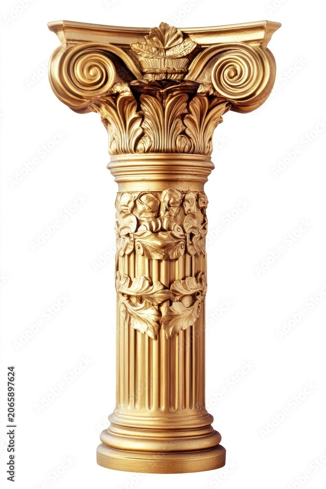 Naklejka premium Golden Greek ancient column pillar architecture decorative.