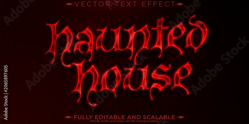 Schilderij op canvas Horror scary  text effect, editable blood and skeleton text style