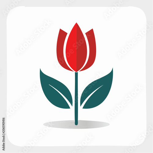 Stylized Red Tulip Icon