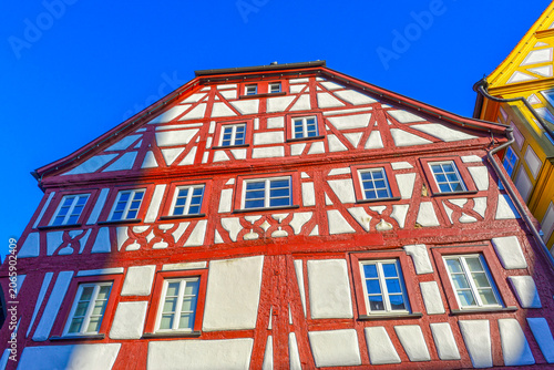 Historische Fachwerkhäuser auf dem Marktplatz in der Altstadt von Möckmühl