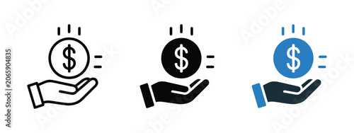 Photos Receiving Money Icon Hand Holding Coin Payment Payout Salary Income Cash Receive