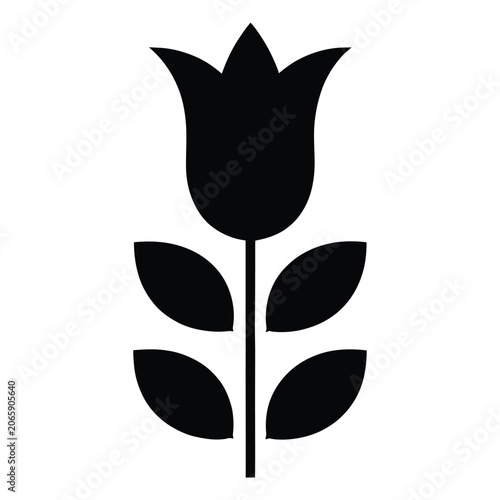 Foto Tulip Silhouette On White Background Minimalist Floral Design