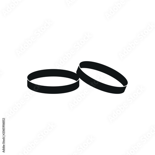 Wedding rings one line, vector drawing	
