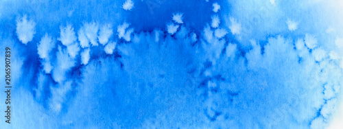 Fotografija Abstract blue watercolor background with salt crystallization texture