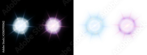 Foto owing Lens Flare Light Effects Collection with Sparkling Starbursts and Neon Glo