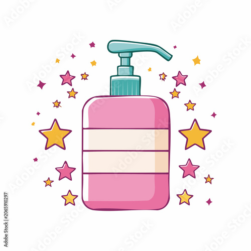 Pink Lotion Bottle with Stars