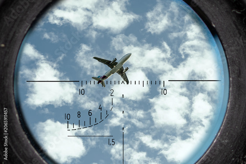 Vászonkép Aircraft remains within targeting optics during aerial observation