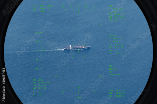 Electronic scope view of vessel during maritime monitoring.