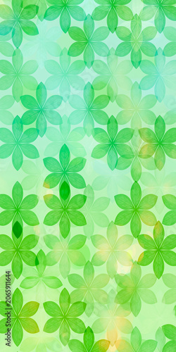 自然のエネルギーを感じるウェーブラインと抽象的な花のイラスト