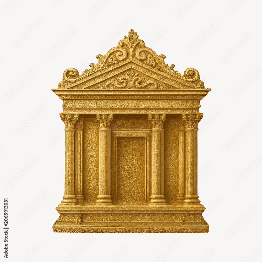 Naklejka premium Ornate golden architectural facade illustration.