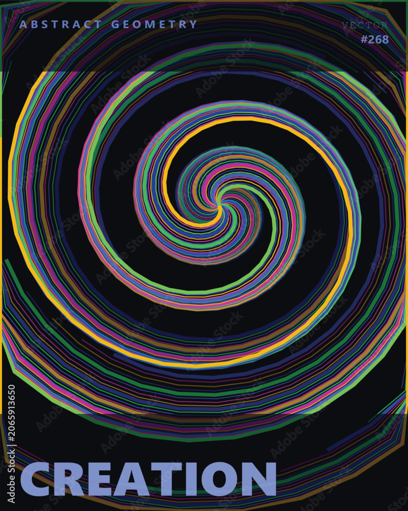 Fototapeta premium Colorful spiral vortex abstract design on black background