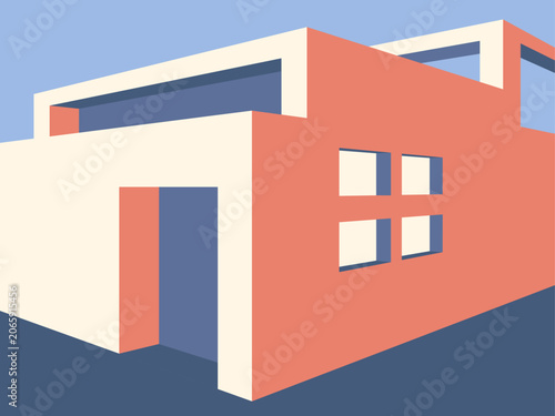 Building 3d abstract colorful vector. Perspective view of architectural construction illustration