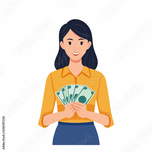 Woman Holding Money