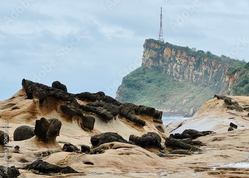 Schilderij op canvas Eroded Rocks and Cape Headland, Yehliu Geopark, Taiwan