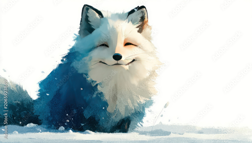 Fototapeta premium Cute Watercolor Fox Illustration Smiling Animal Character on White Background