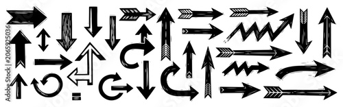 Fotografía Directional arrows and navigation pointers in vintage woodcut engraving style