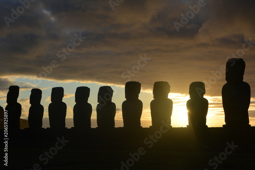 Moai Statues and Volcanic Landscapes of Rapa Nui, Chile