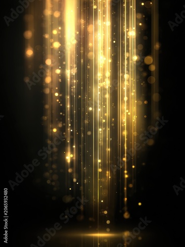 Golden Light Streaks Abstract Background.