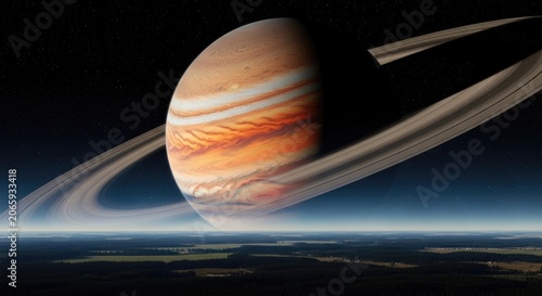 Stunning View of Saturn and Its Rings from Space, Beautiful Planet.