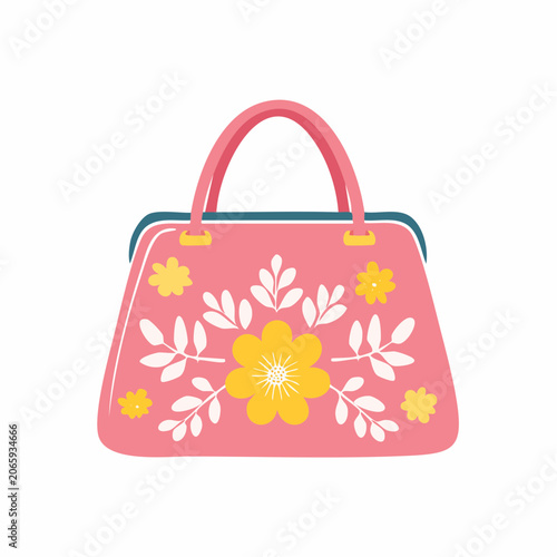 Pink Handbag with Floral Embroidery