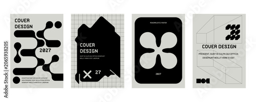 Canvastavla Posters with silhouette minimalistic basic figures, extraordinary graphic assets of geometrical shapes swiss style, Modern minimal monochrome print brutalist