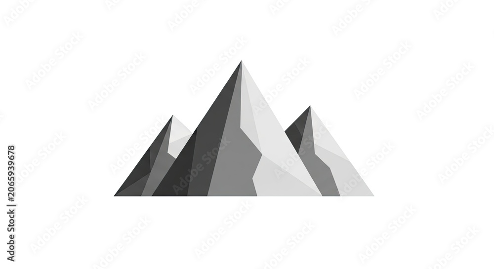 Fototapeta premium Abstract Geometric Mountain Peaks Illustration in Grayscale. Modern Minimalist Vector Graphic Design for Nature and Adventure.