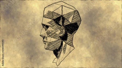 Abstract Geometric Human Face Sketch on Textured Background