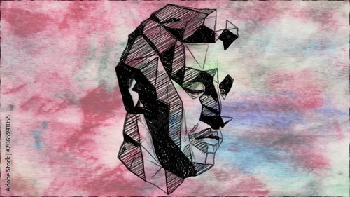 Abstract Geometric Human Face Sketch on Textured Background