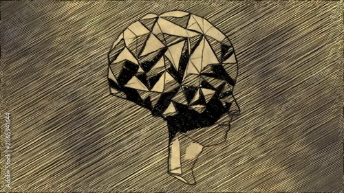 Abstract Geometric Human Face Sketch on Textured Background