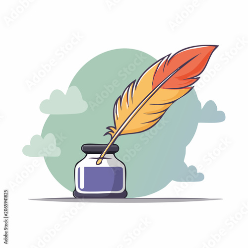 Quill Pen and Inkwell Illustration