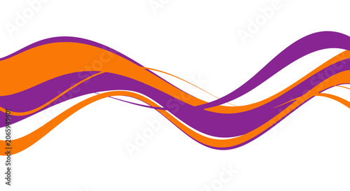 Minimalist orange and purple solid wave ribbons.