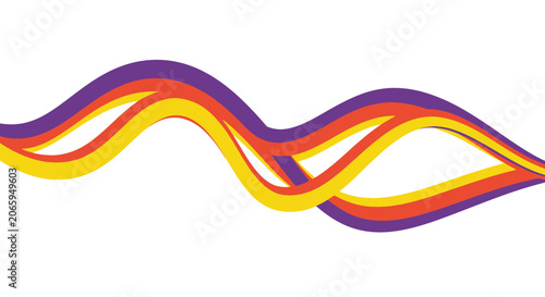 Stylized purple and orange ribbon wave design element