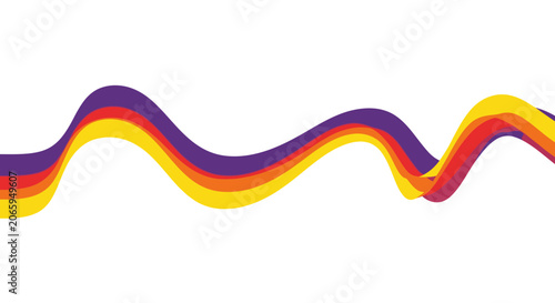Thick purple and yellow wavy ribbon band graphic
