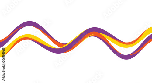 Three colorful wavy lines in purple orange and yellow.