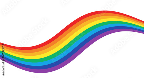 Classic smooth rainbow wave abstract on white background.
