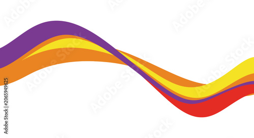 Bold orange and yellow abstract wave on white.
