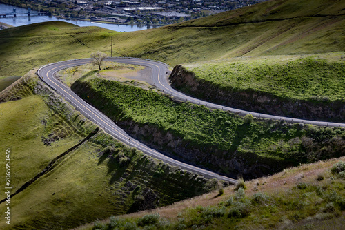 Принти на полотні drone photo of hairpin turn on Old Highway 95 on Lewiston Hill in Idaho