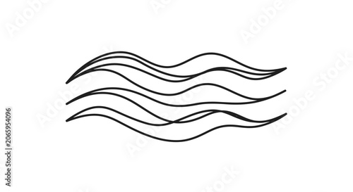 Set of Detailed Parallel Wavy Lines Graphic on Isolated White Background