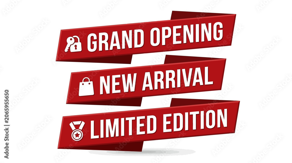 Fototapeta premium Vector illustration of a grand opening sale with limited edition banners