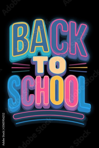 Back to school sign with bright colors and bold letters displayed in a graphic design