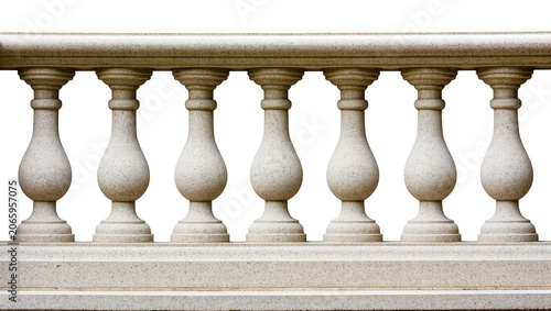 Fotografie Isolated classical architectural stone balustrade with ornate balusters for design elements