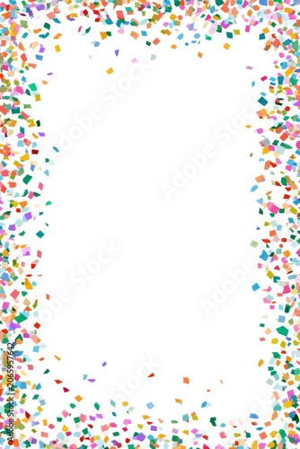 Colorful confetti surrounds a blank space for celebrations at a party or event
