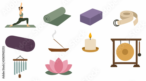 Yoga and Meditation Wellness Icons Collection.