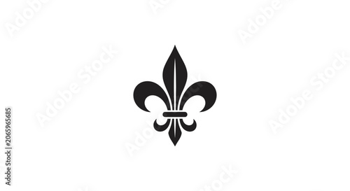 Fotografie Solid black Fleur-de-lis symbol, heraldic emblem, isolated white background