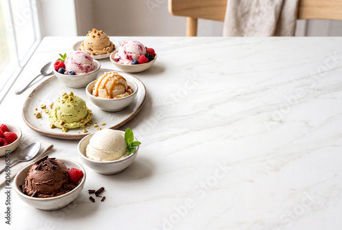 Premium Ice Cream Collection With Large Copy Space