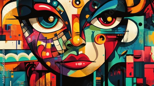 Colorful abstract face art