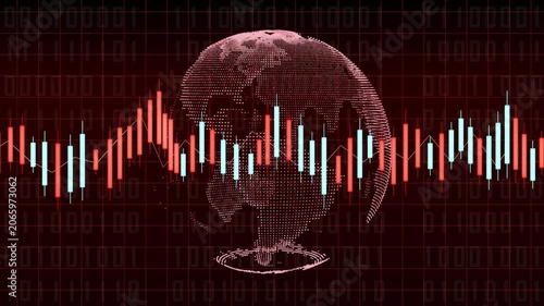 Global Economic Downturn Visualization Featuring Declining Stock Charts, Trading Volatility and Recession Analytics