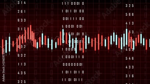 Stock Market Crash Visualization with Falling Red Candlestick Chart, Financial Crisis and Economic Recession Background