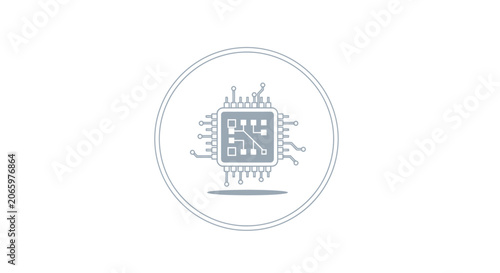 A stylized illustration of a microchip.
